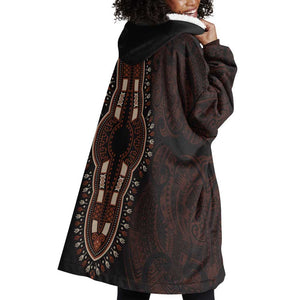 Dashiki and Polynesian Pattern Wearable Blanket Hoodie Afro Pacific Culture Red Version