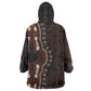 Dashiki and Polynesian Pattern Wearable Blanket Hoodie Afro Pacific Culture Red Version