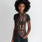 Dashiki and Polynesian Pattern Women Polo Shirt Afro Pacific Culture Red Version