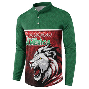 Custom Morocco Football Dream 2026 Button Sweatshirt Atlas Lions Journey To America
