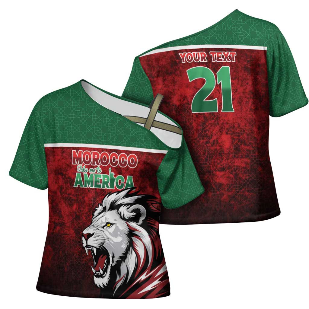 Custom Morocco Football Dream 2026 Cross Shoulder Shirt Atlas Lions Journey To America
