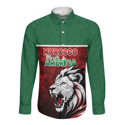 Custom Morocco Football Dream 2026 Long Sleeve Button Shirt Atlas Lions Journey To America