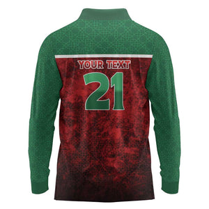 Custom Morocco Football Dream 2026 Long Sleeve Polo Shirt Atlas Lions Journey To America