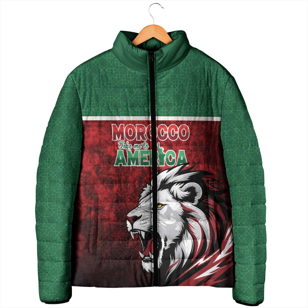Custom Morocco Football Dream 2026 Padded Jacket Atlas Lions Journey To America