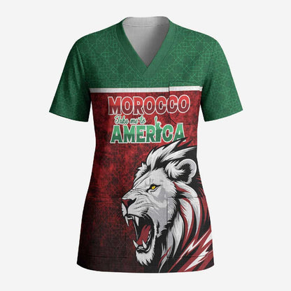 Custom Morocco Football Dream 2026 Scrub Top Atlas Lions Journey To America