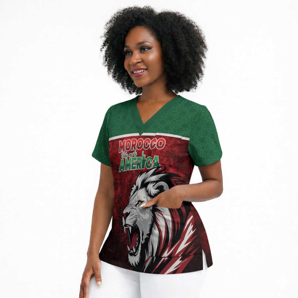 Custom Morocco Football Dream 2026 Scrub Top Atlas Lions Journey To America