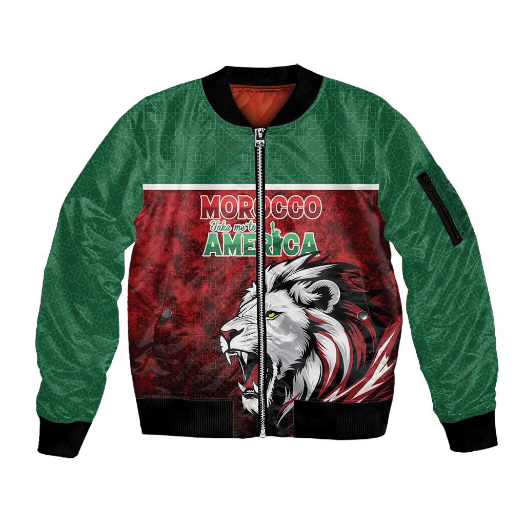 Custom Morocco Football Dream 2026 Sleeve Zip Bomber Jacket Atlas Lions Journey To America