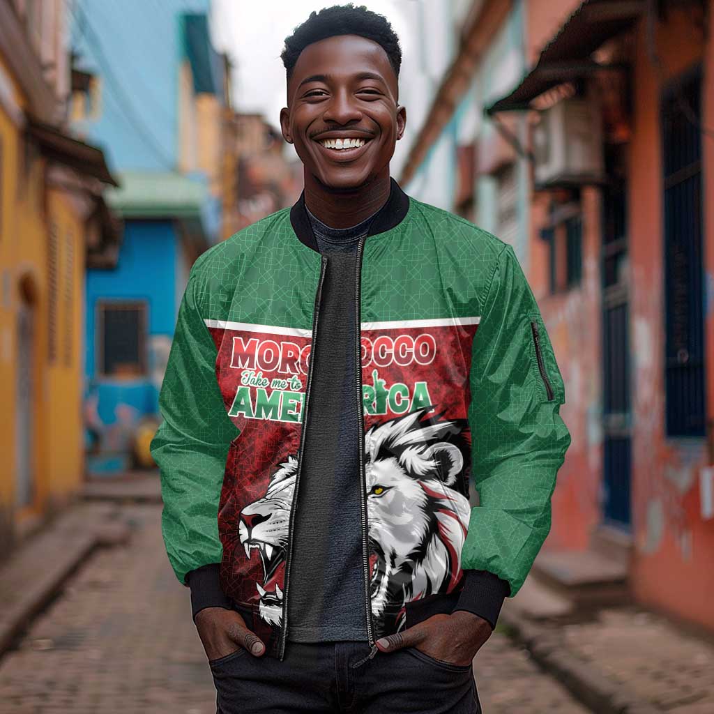 Custom Morocco Football Dream 2026 Sleeve Zip Bomber Jacket Atlas Lions Journey To America