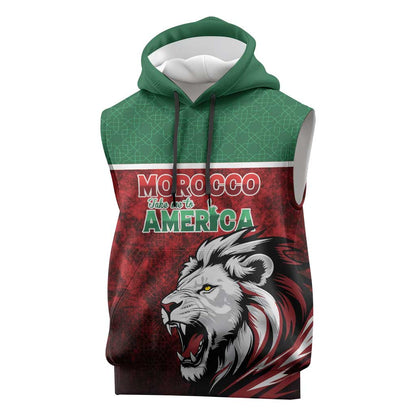 Custom Morocco Football Dream 2026 Sleeveless Hoodie Atlas Lions Journey To America
