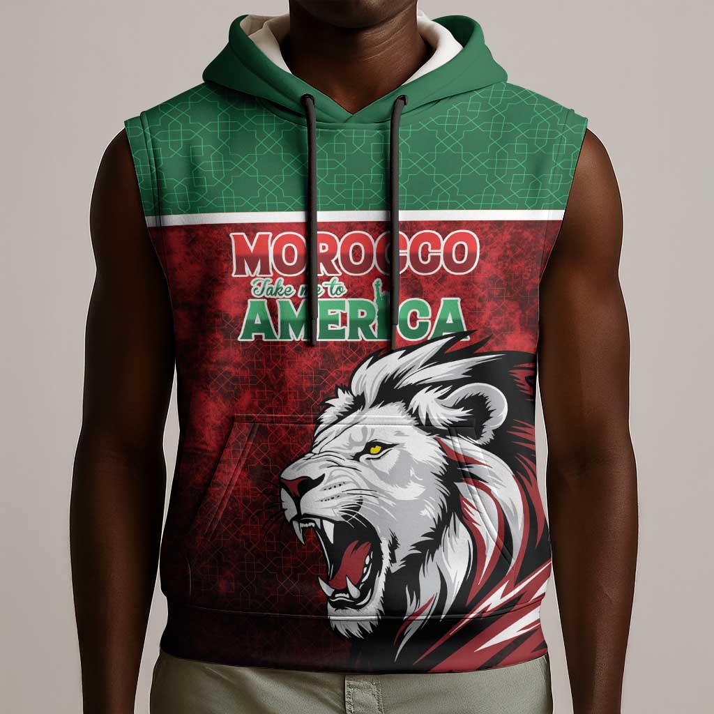 Custom Morocco Football Dream 2026 Sleeveless Hoodie Atlas Lions Journey To America