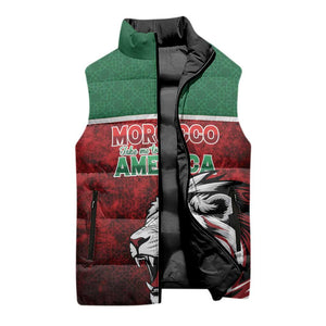 Custom Morocco Football Dream 2026 Sleeveless Puffer Jacket Atlas Lions Journey To America