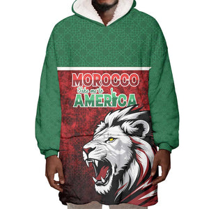Custom Morocco Football Dream 2026 Wearable Blanket Hoodie Atlas Lions Journey To America