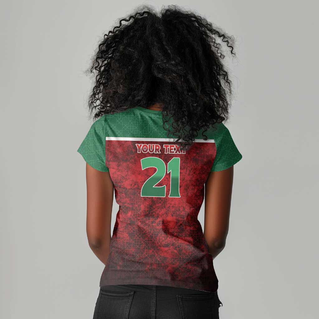 Custom Morocco Football Dream 2026 Women V-Neck T-Shirt Atlas Lions Journey To America
