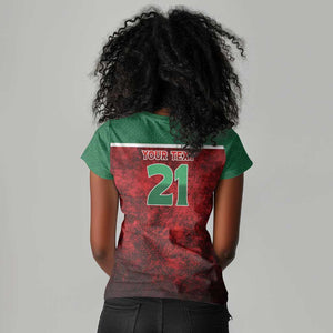 Custom Morocco Football Dream 2026 Women V-Neck T-Shirt Atlas Lions Journey To America