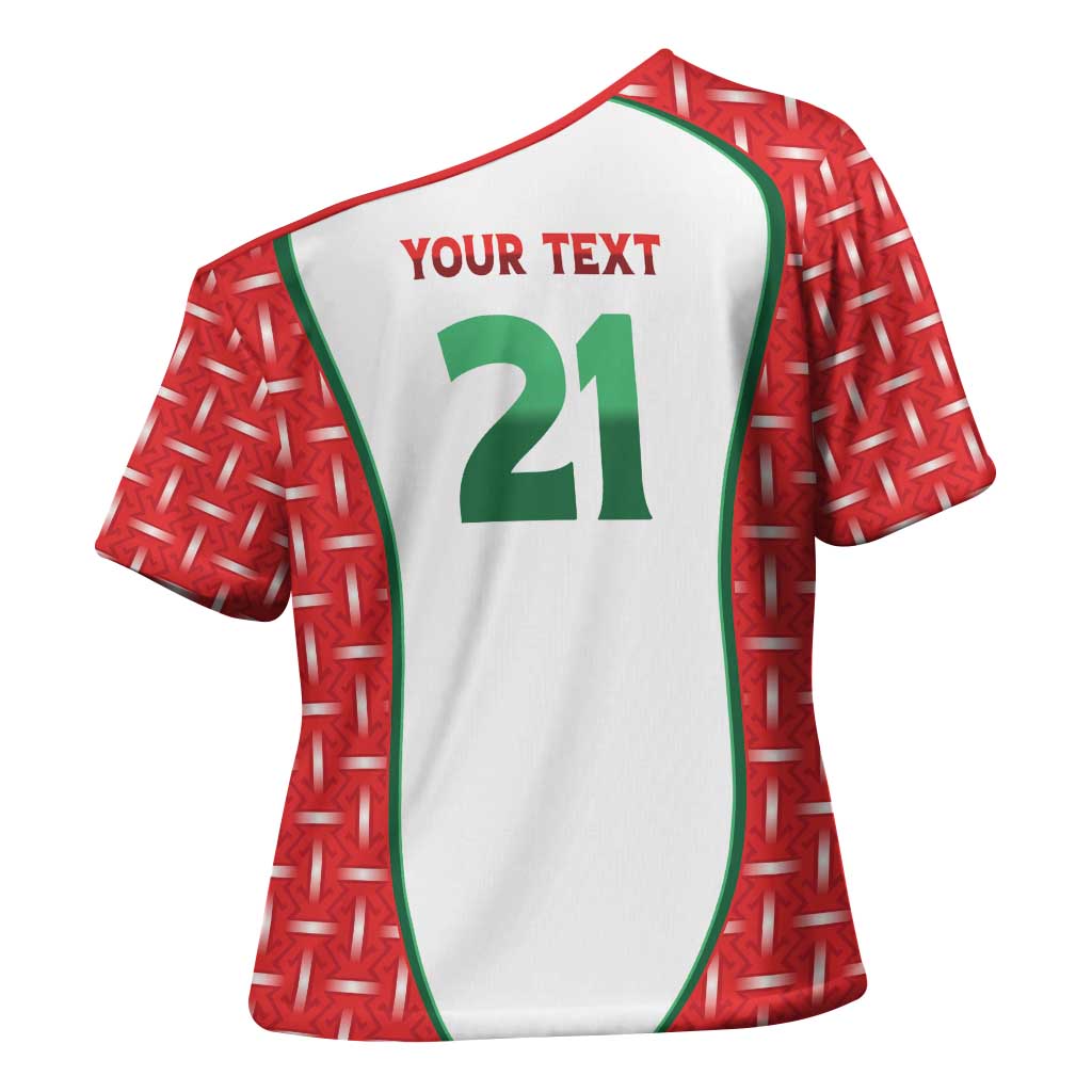 Custom Morocco Football Dream 2026 Cross Shoulder Shirt Take Me To America