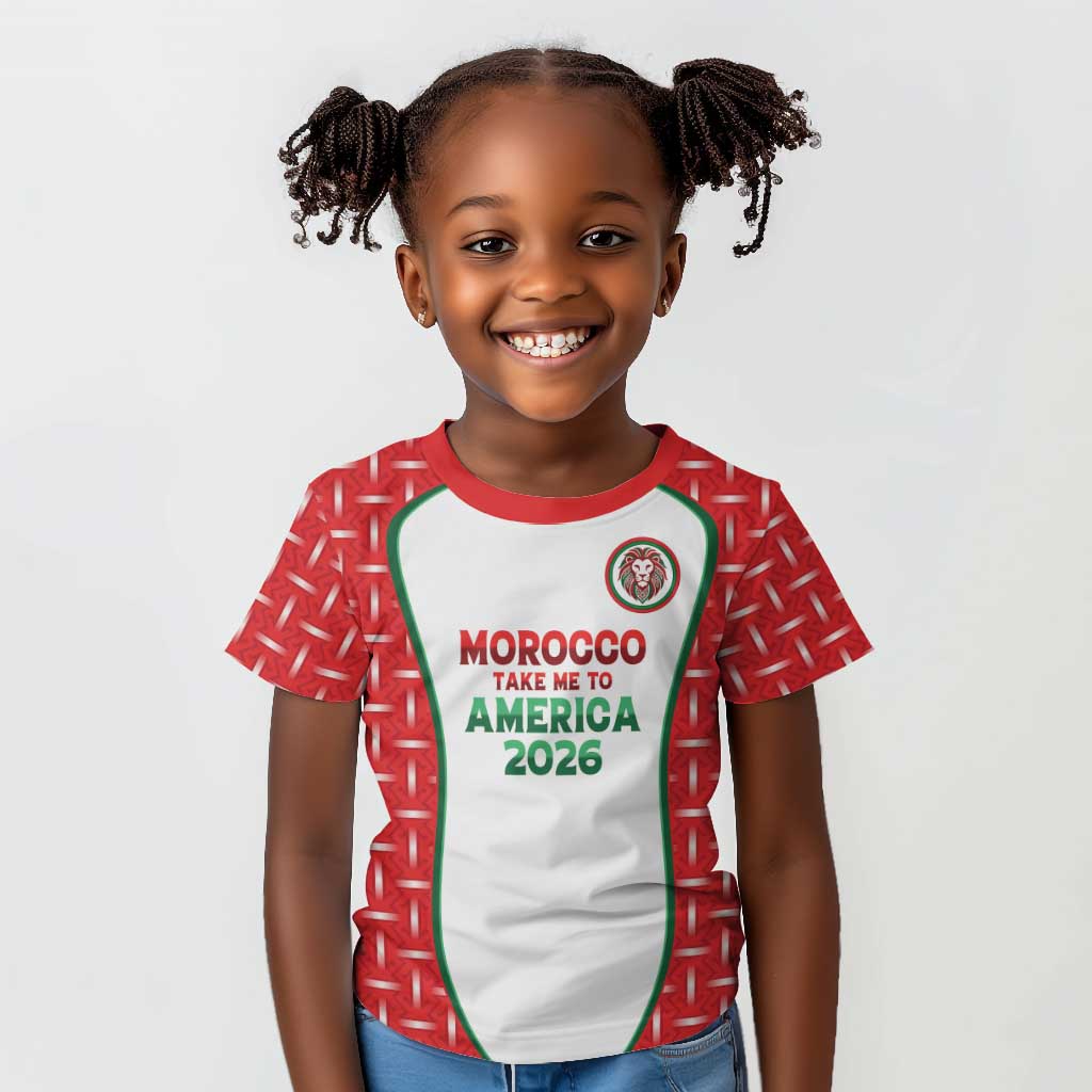 Custom Morocco Football Dream 2026 Kid T shirt Take Me To America