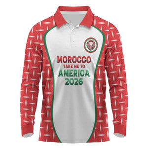 Custom Morocco Football Dream 2026 Long Sleeve Polo Shirt Take Me To America