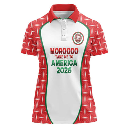 Custom Morocco Football Dream 2026 Women Polo Shirt Take Me To America