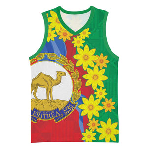 Afro Eritrea New Year Personalized Basketball Jersey Enkutatash Adey Abeba Flower Art - African Pride