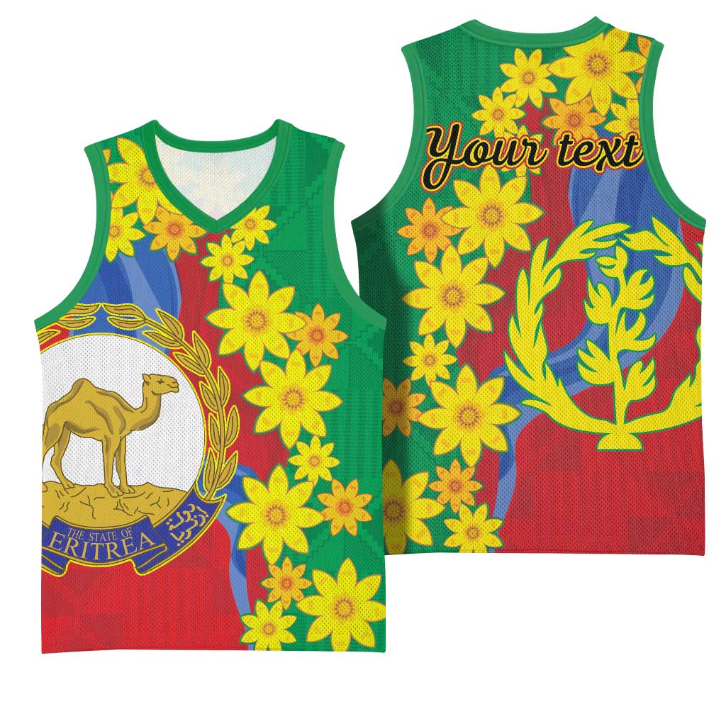Afro Eritrea New Year Personalized Basketball Jersey Enkutatash Adey Abeba Flower Art LT9