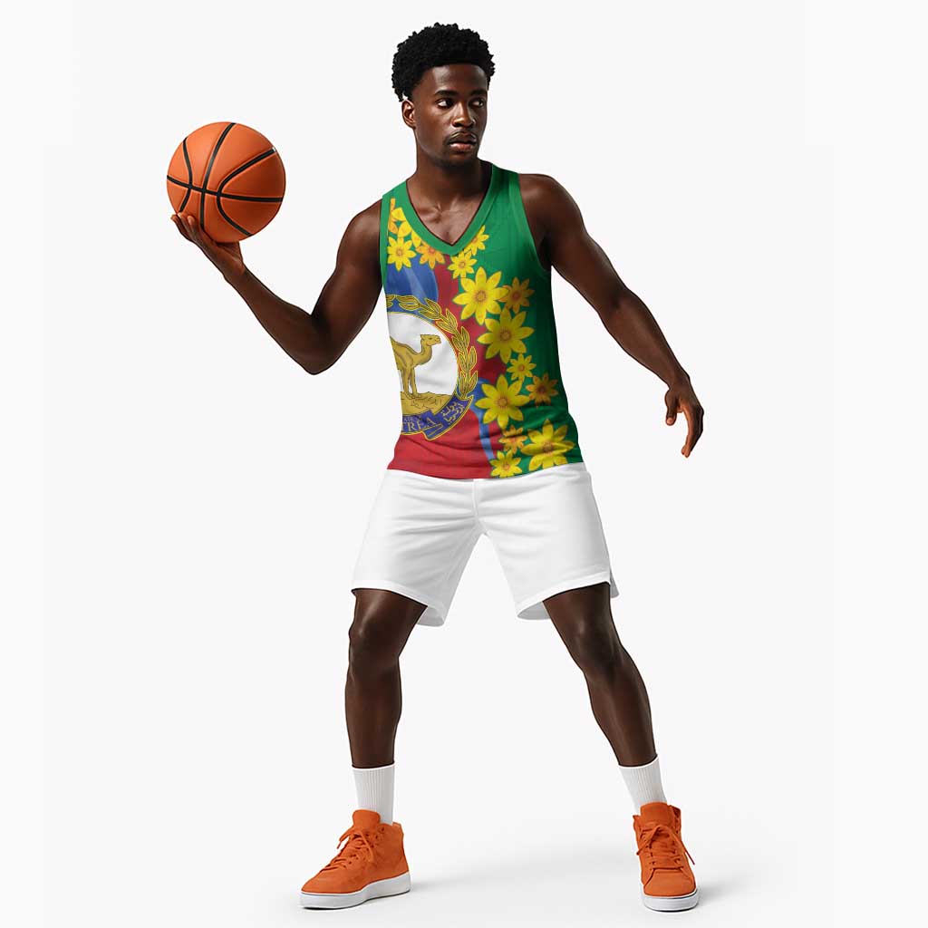 Afro Eritrea New Year Personalized Basketball Jersey Enkutatash Adey Abeba Flower Art LT9