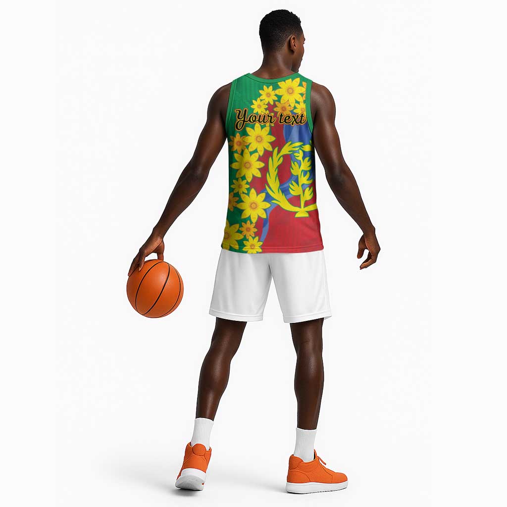 Afro Eritrea New Year Personalized Basketball Jersey Enkutatash Adey Abeba Flower Art LT9