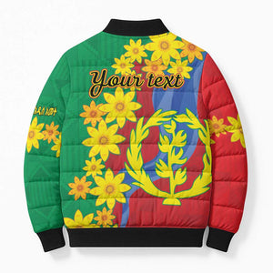 Afro Eritrea New Year Personalized Bomber Puffer Jacket Enkutatash Adey Abeba Flower Art