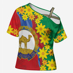 Afro Eritrea New Year Personalized Cross Shoulder Shirt Enkutatash Adey Abeba Flower Art