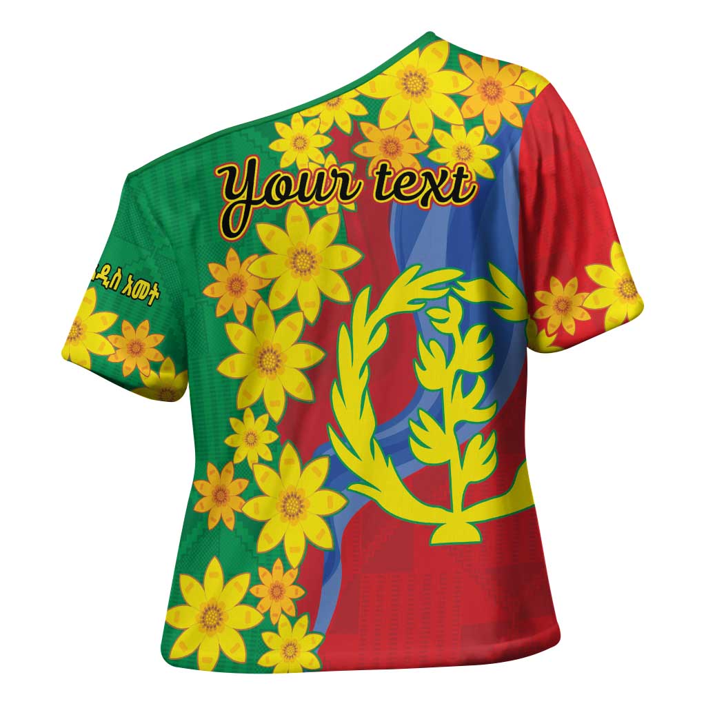 Afro Eritrea New Year Personalized Cross Shoulder Shirt Enkutatash Adey Abeba Flower Art
