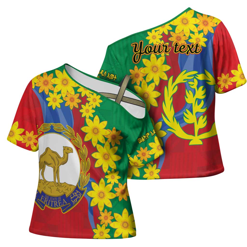 Afro Eritrea New Year Personalized Cross Shoulder Shirt Enkutatash Adey Abeba Flower Art