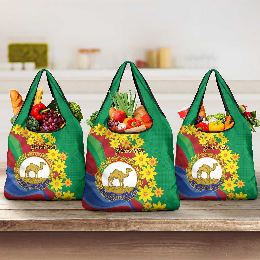 Afro Eritrea New Year Personalized Grocery Bag Enkutatash Adey Abeba Flower Art