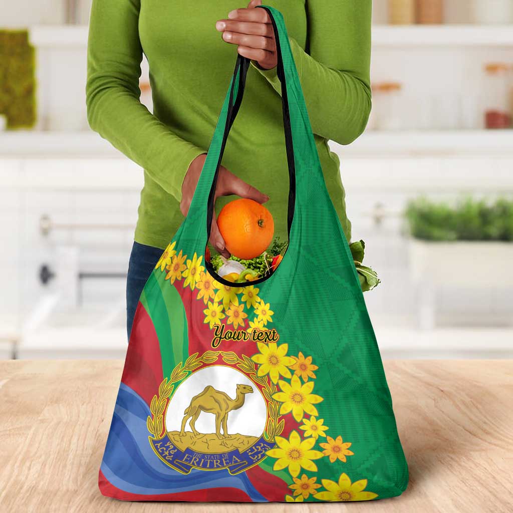 Afro Eritrea New Year Personalized Grocery Bag Enkutatash Adey Abeba Flower Art