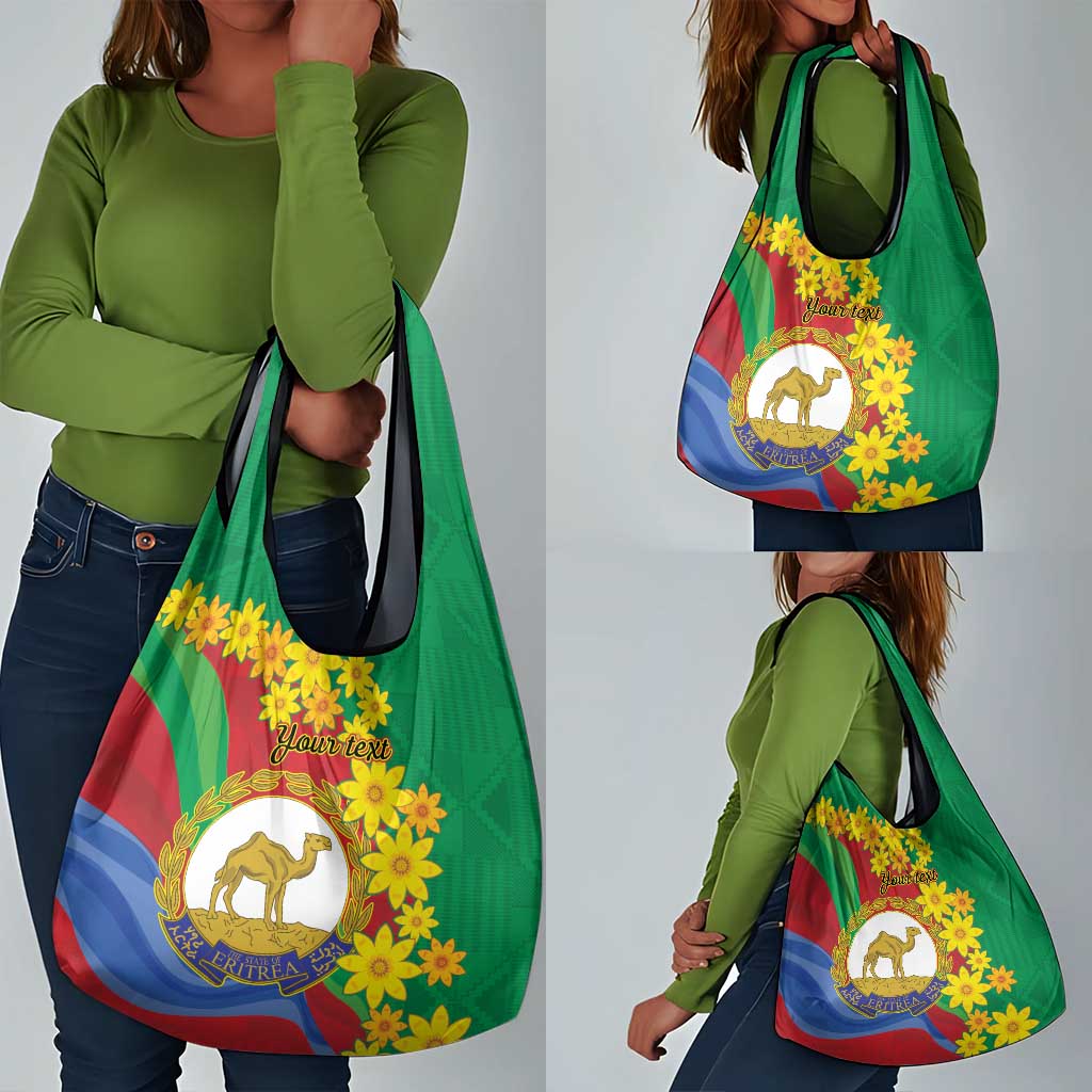 Afro Eritrea New Year Personalized Grocery Bag Enkutatash Adey Abeba Flower Art