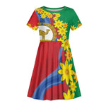 Afro Eritrea New Year Personalized Kid Short Sleeve Dress Enkutatash Adey Abeba Flower Art
