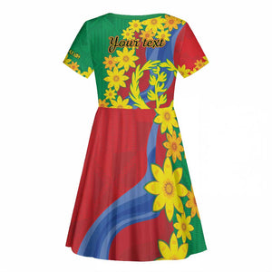 Afro Eritrea New Year Personalized Kid Short Sleeve Dress Enkutatash Adey Abeba Flower Art