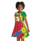 Afro Eritrea New Year Personalized Kid Short Sleeve Dress Enkutatash Adey Abeba Flower Art
