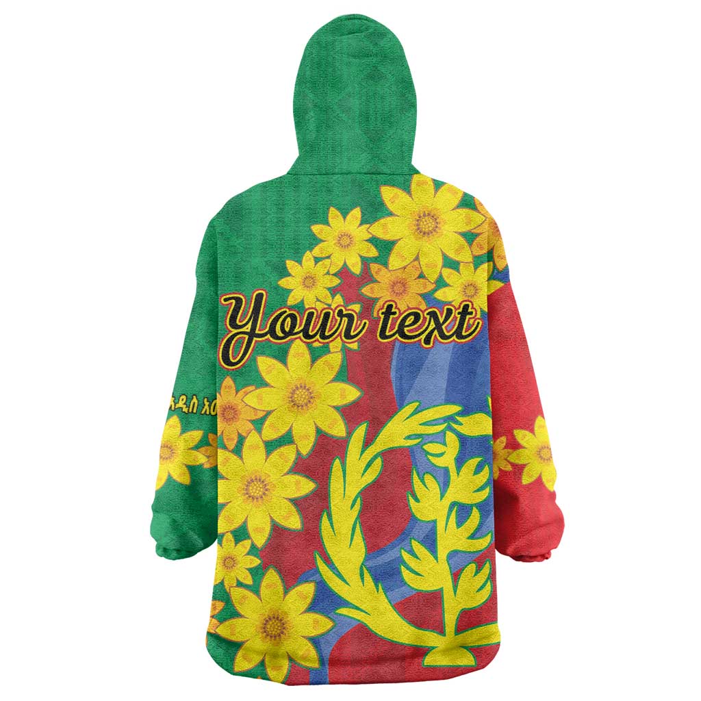 Afro Eritrea New Year Personalized KId Wearable Blanket Hoodie Enkutatash Adey Abeba Flower Art