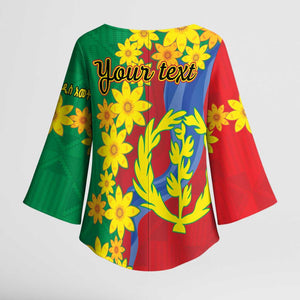 Afro Eritrea New Year Personalized Kimono Sleeve Blouse Enkutatash Adey Abeba Flower Art
