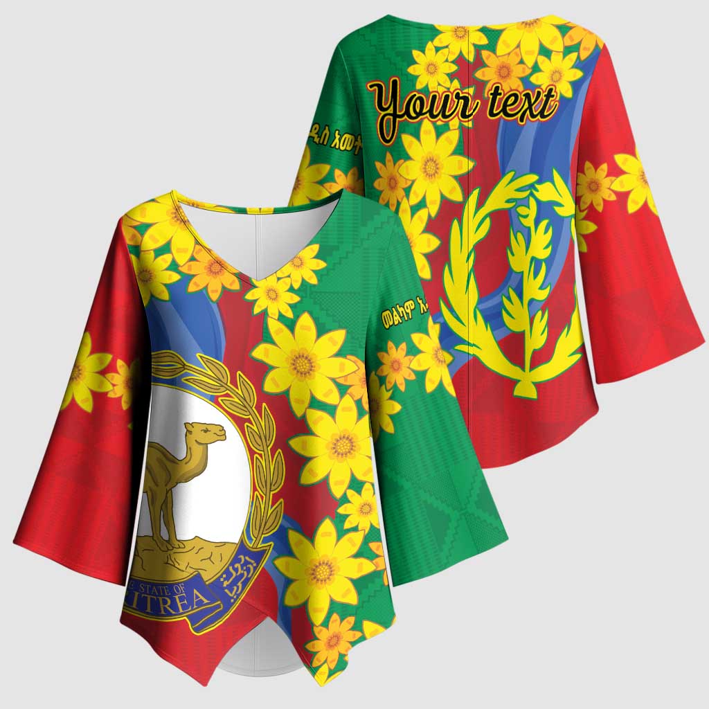 Afro Eritrea New Year Personalized Kimono Sleeve Blouse Enkutatash Adey Abeba Flower Art