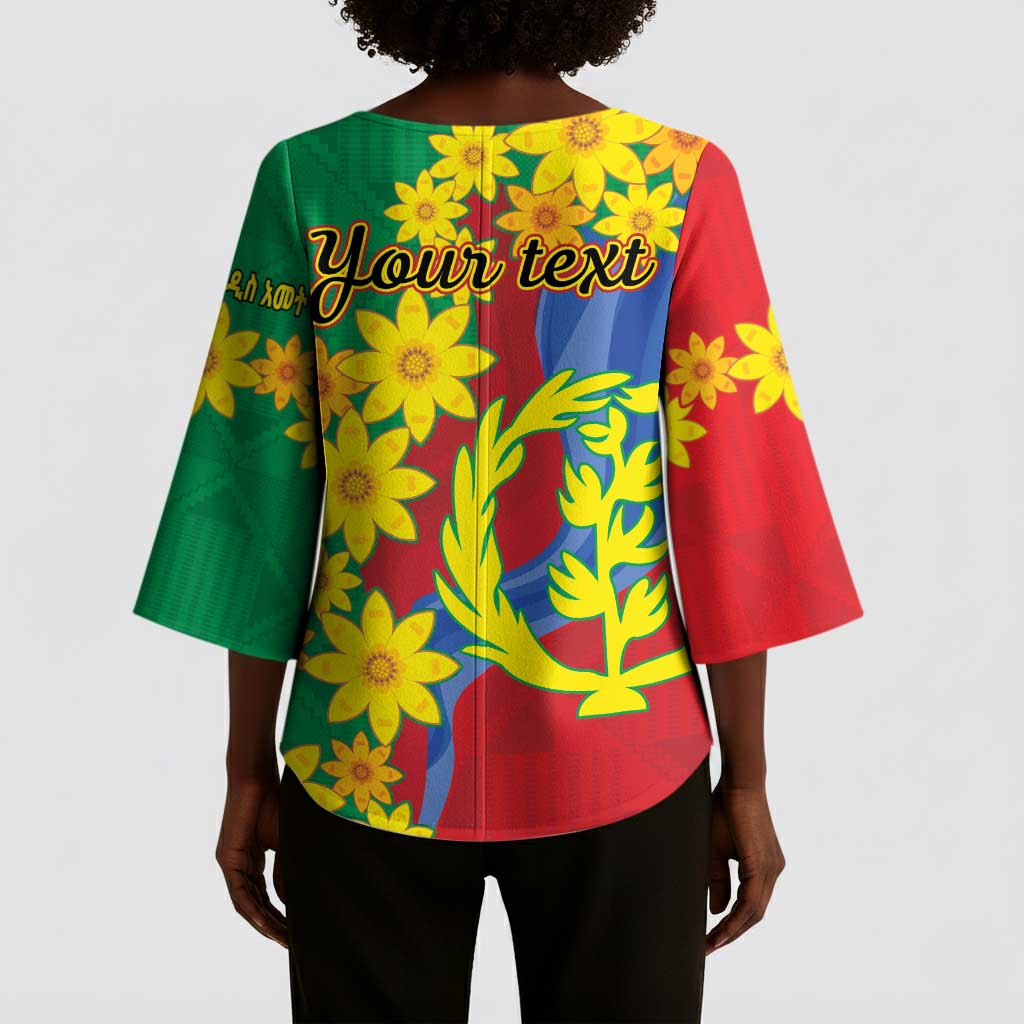 Afro Eritrea New Year Personalized Kimono Sleeve Blouse Enkutatash Adey Abeba Flower Art