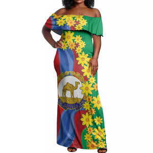 Afro Eritrea New Year Personalized Off Shoulder Maxi Dress Enkutatash Adey Abeba Flower Art
