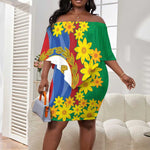 Afro Eritrea New Year Personalized Off Shoulder Short Dress Enkutatash Adey Abeba Flower Art