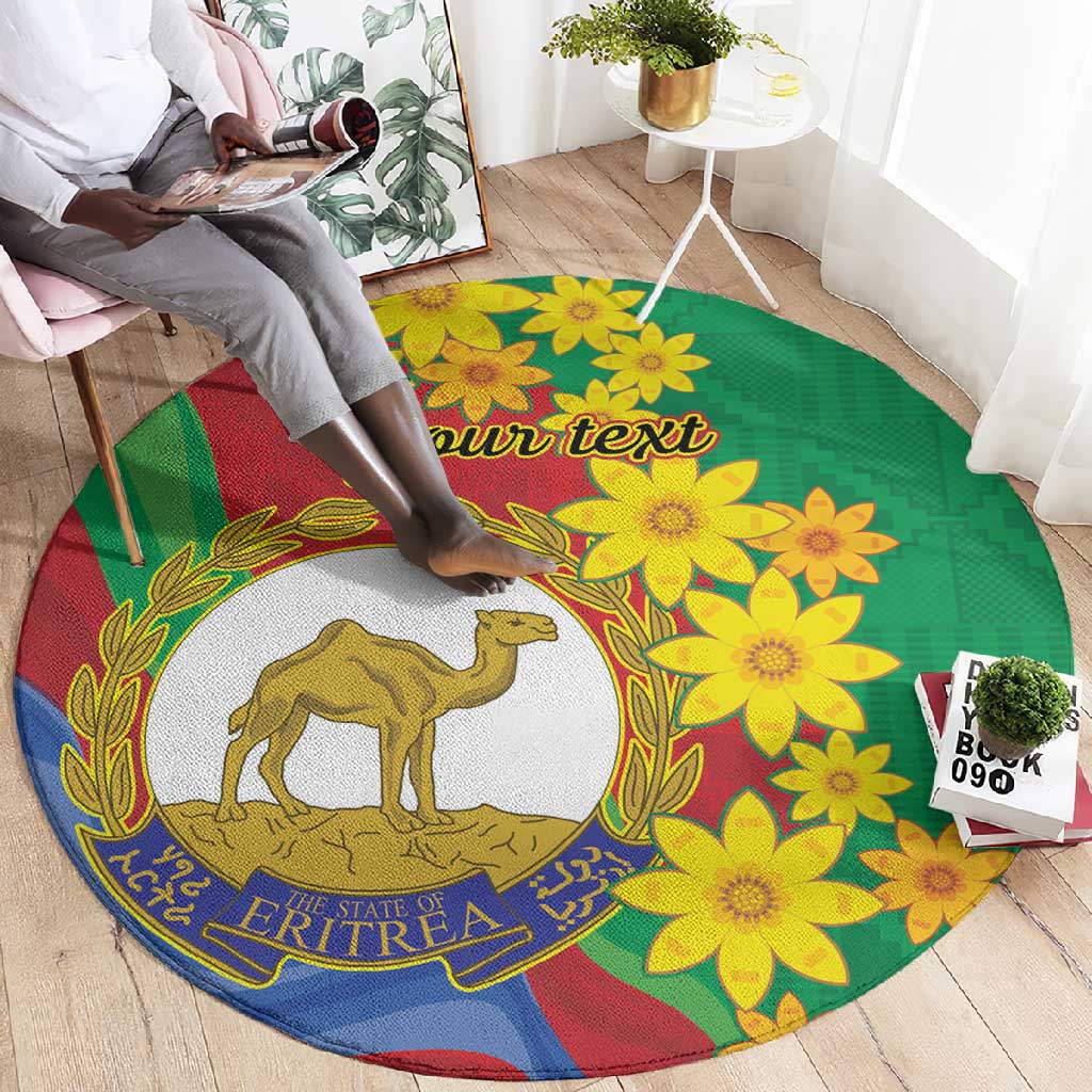 Afro Eritrea New Year Personalized Round Carpet Enkutatash Adey Abeba Flower Art