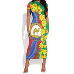 Afro Eritrea New Year Personalized Short Sleeve Bodycon Dress Enkutatash Adey Abeba Flower Art LT9