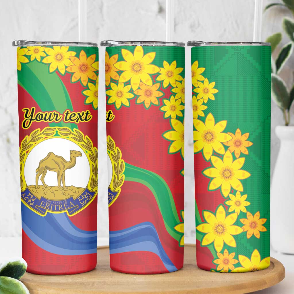 Afro Eritrea New Year Personalized Skinny Tumbler Enkutatash Adey Abeba Flower Art