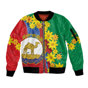 Afro Eritrea New Year Personalized Sleeve Zip Bomber Jacket Enkutatash Adey Abeba Flower Art