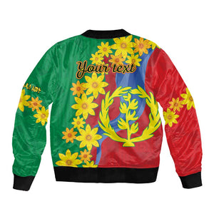 Afro Eritrea New Year Personalized Sleeve Zip Bomber Jacket Enkutatash Adey Abeba Flower Art