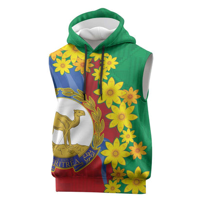Afro Eritrea New Year Personalized Sleeveless Hoodie Enkutatash Adey Abeba Flower Art - African Pride