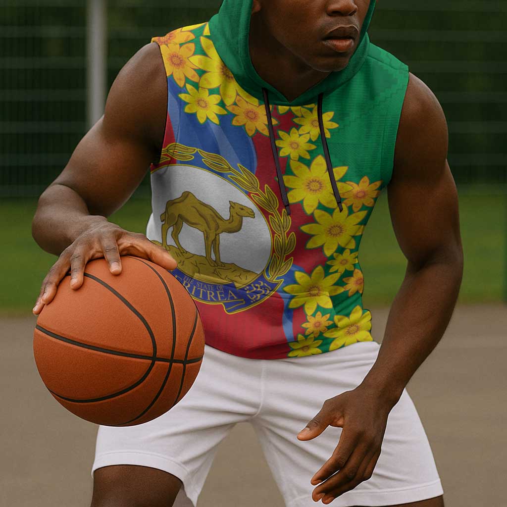 Afro Eritrea New Year Personalized Sleeveless Hoodie Enkutatash Adey Abeba Flower Art - African Pride