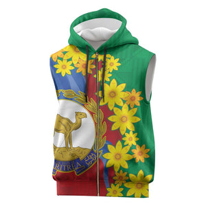 Afro Eritrea New Year Personalized Sleeveless Zip Hoodie Enkutatash Adey Abeba Flower Art - African Pride